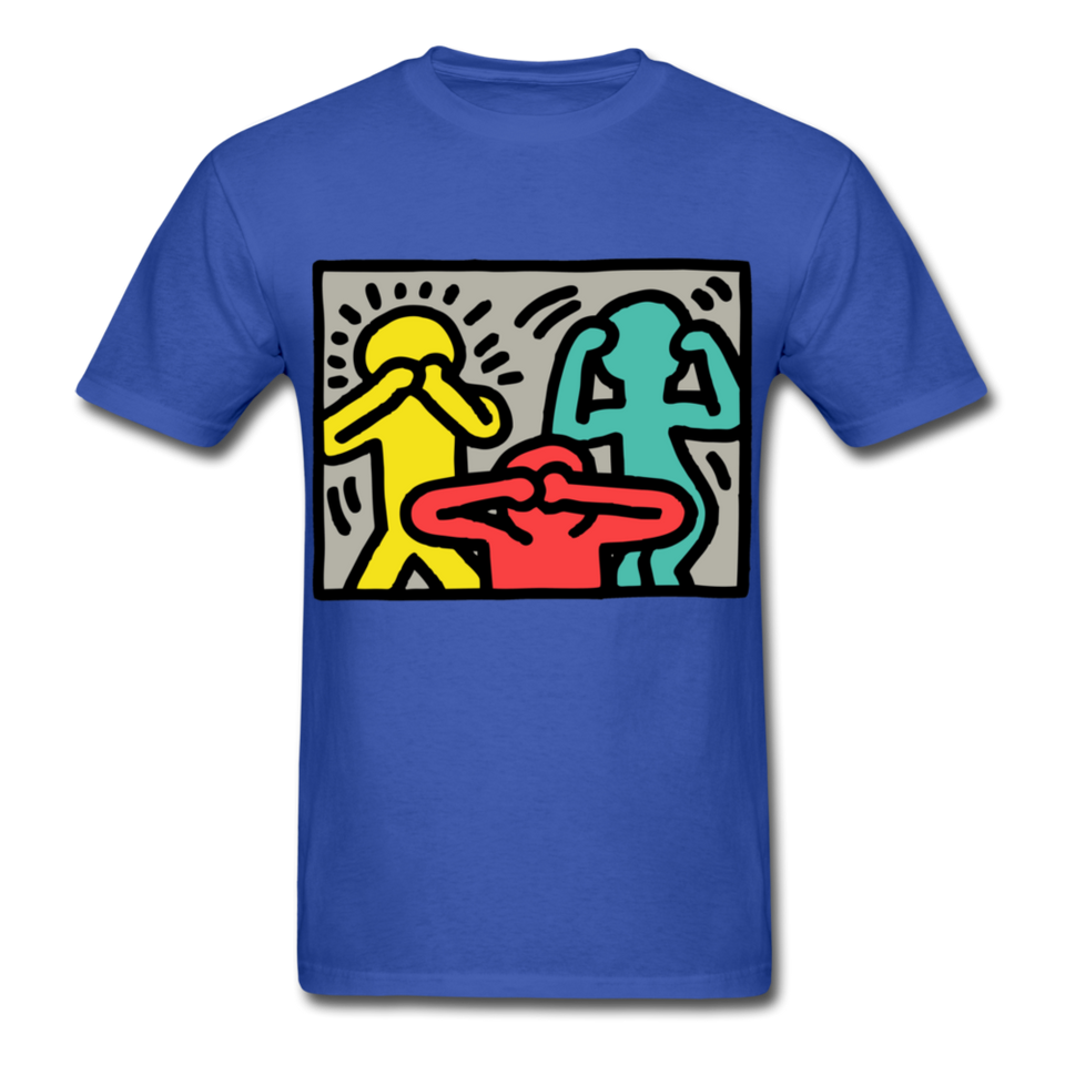Keith Haring shirt Graphic Street Art T-Shirt Size S-6XL - royal blue