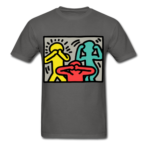 Keith Haring shirt Graphic Street Art T-Shirt Size S-6XL - charcoal