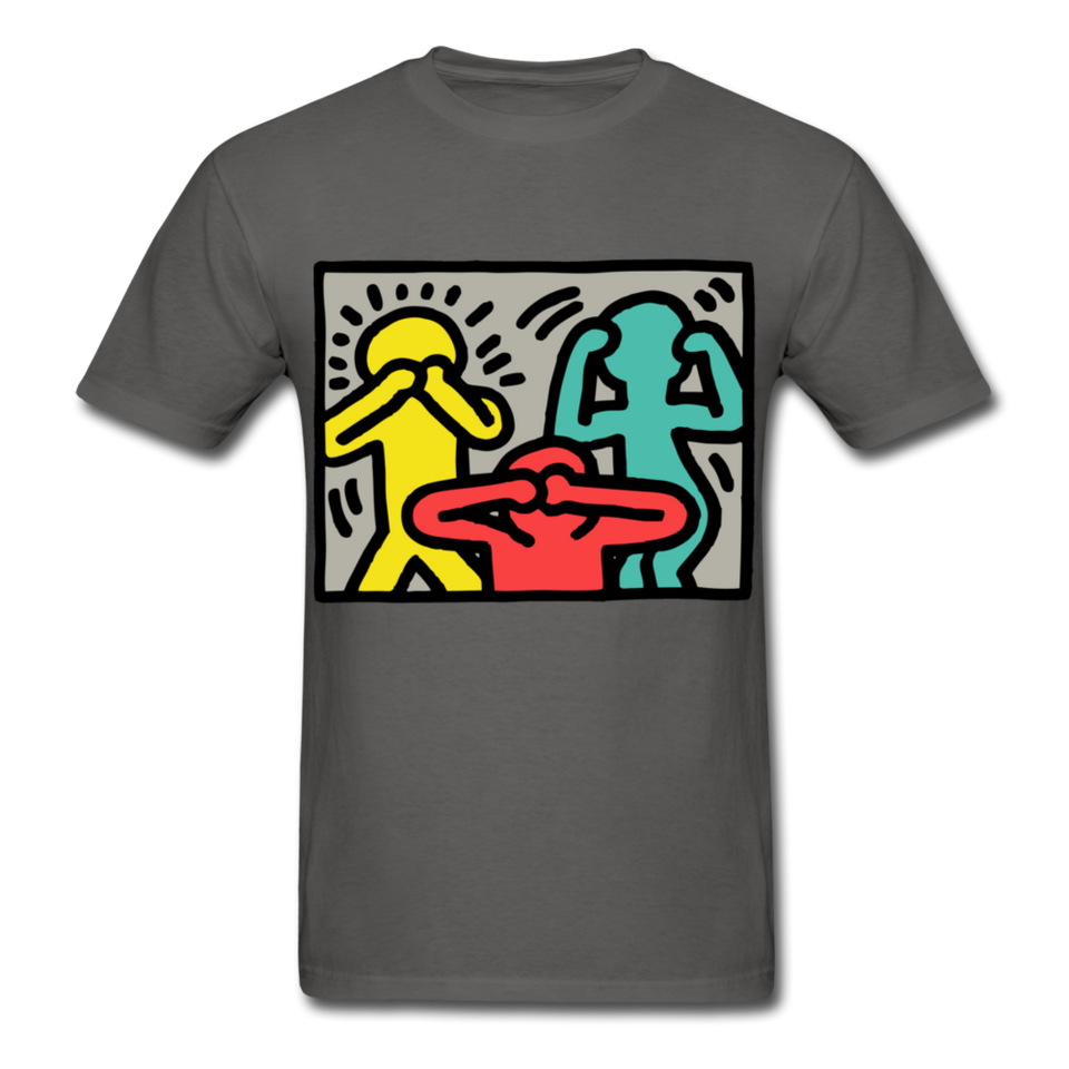 Keith Haring shirt Graphic Street Art T-Shirt Size S-6XL - charcoal