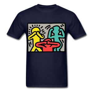 Keith Haring shirt Graphic Street Art T-Shirt Size S-6XL - navy