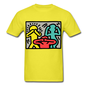Keith Haring shirt Graphic Street Art T-Shirt Size S-6XL - yellow