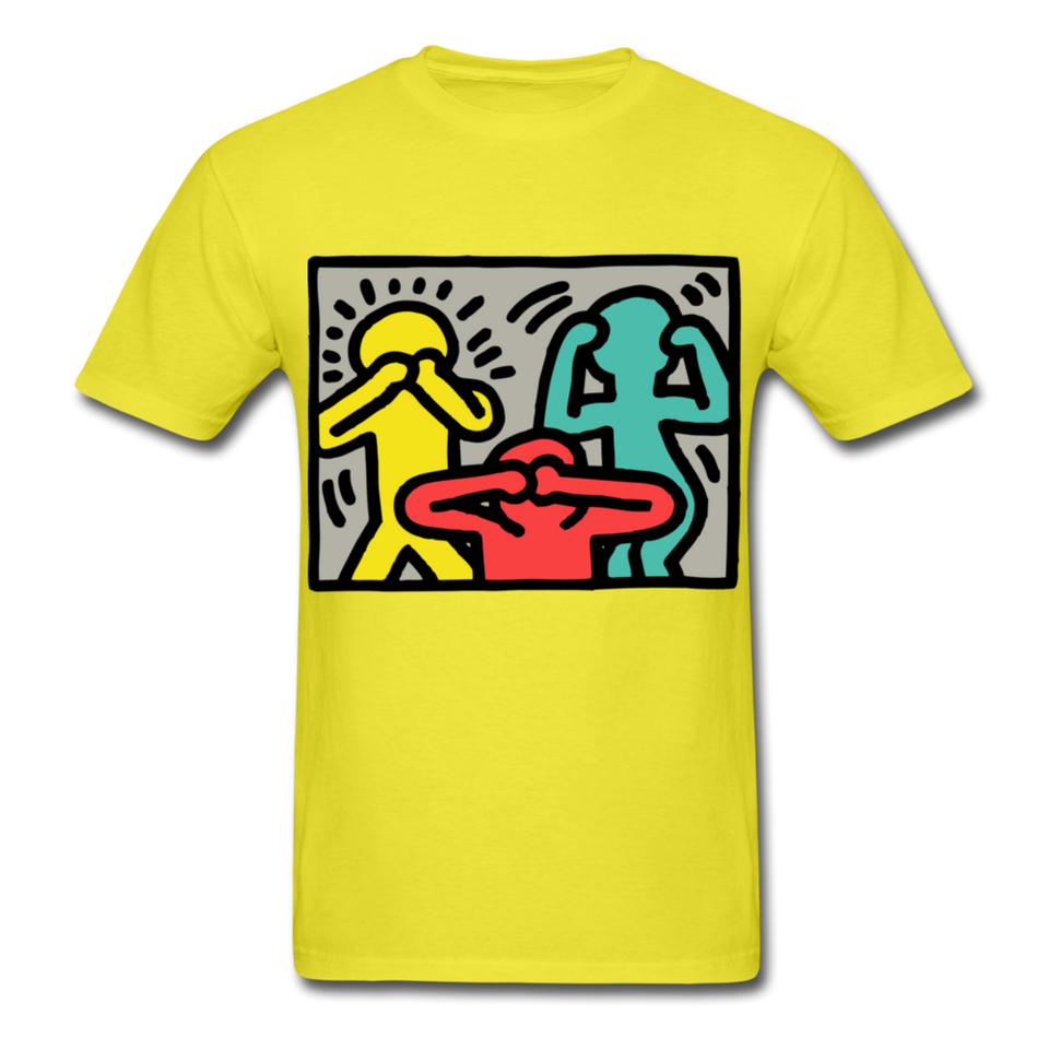 Keith Haring shirt Graphic Street Art T-Shirt Size S-6XL - yellow