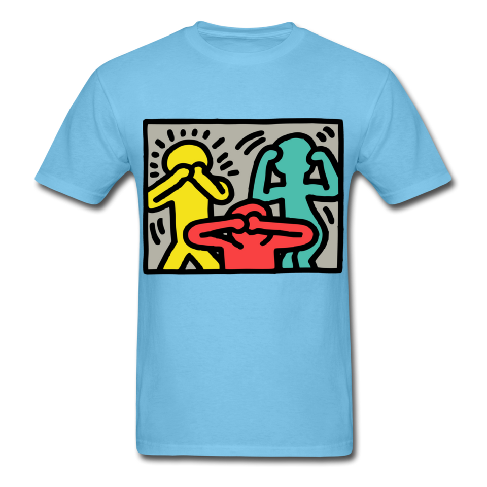 Keith Haring shirt Graphic Street Art T-Shirt Size S-6XL - aquatic blue