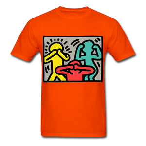 Keith Haring shirt Graphic Street Art T-Shirt Size S-6XL - orange