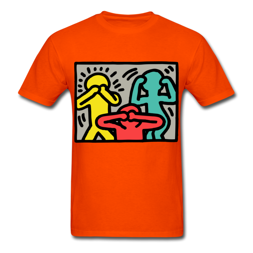 Keith Haring shirt Graphic Street Art T-Shirt Size S-6XL - orange