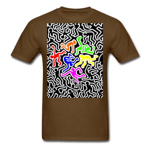 Keith Haring shirt Graphic Street Art T-Shirt Size S-6XL - brown