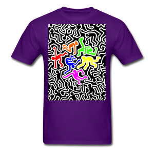 Keith Haring shirt Graphic Street Art T-Shirt Size S-6XL - purple