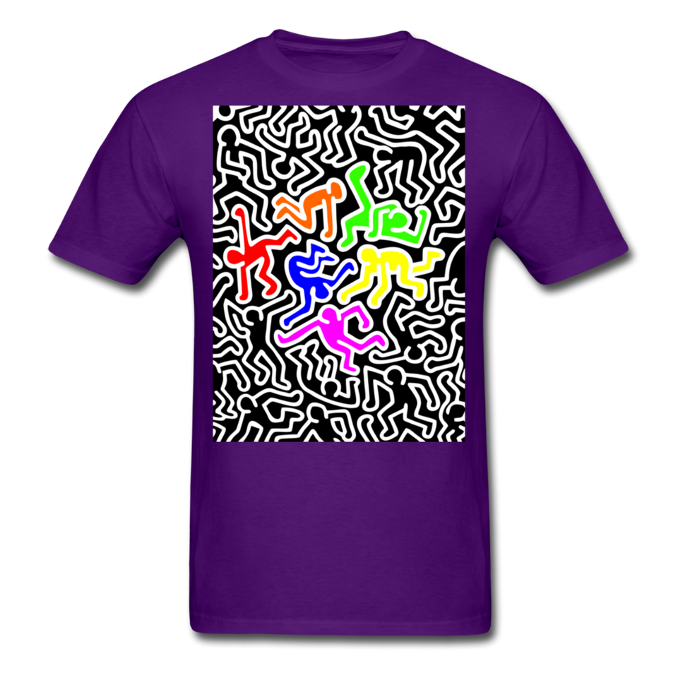 Keith Haring shirt Graphic Street Art T-Shirt Size S-6XL - purple
