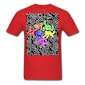 Keith Haring shirt Graphic Street Art T-Shirt Size S-6XL - red