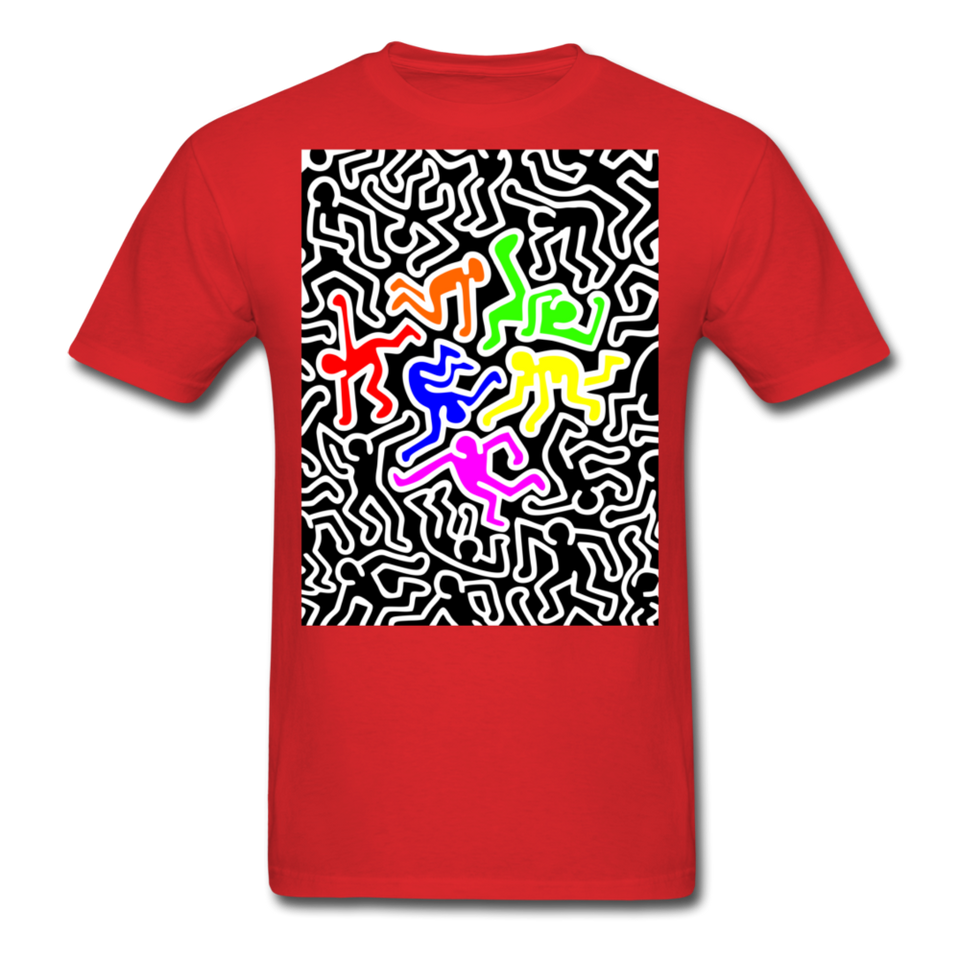 Keith Haring shirt Graphic Street Art T-Shirt Size S-6XL - red