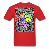 Keith Haring shirt Graphic Street Art T-Shirt Size S-6XL - red