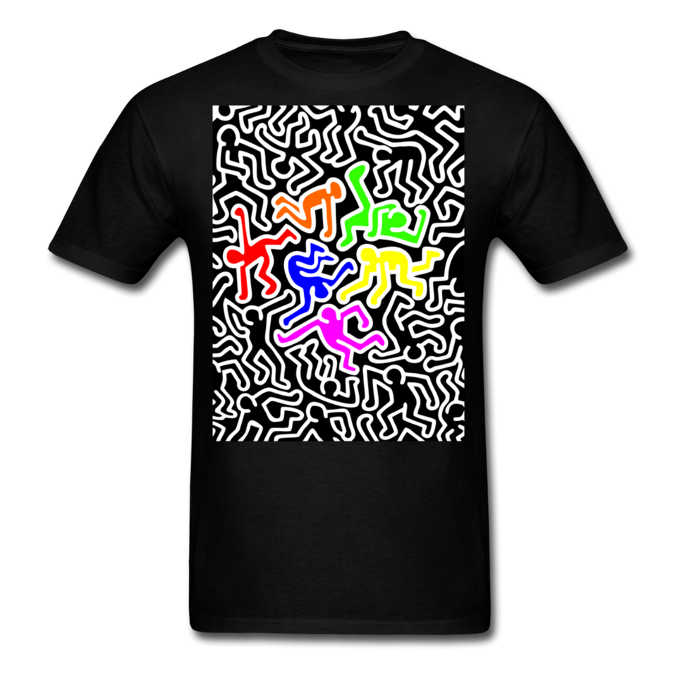 Keith Haring shirt Graphic Street Art T-Shirt Size S-6XL - black