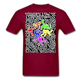 Keith Haring shirt Graphic Street Art T-Shirt Size S-6XL - burgundy