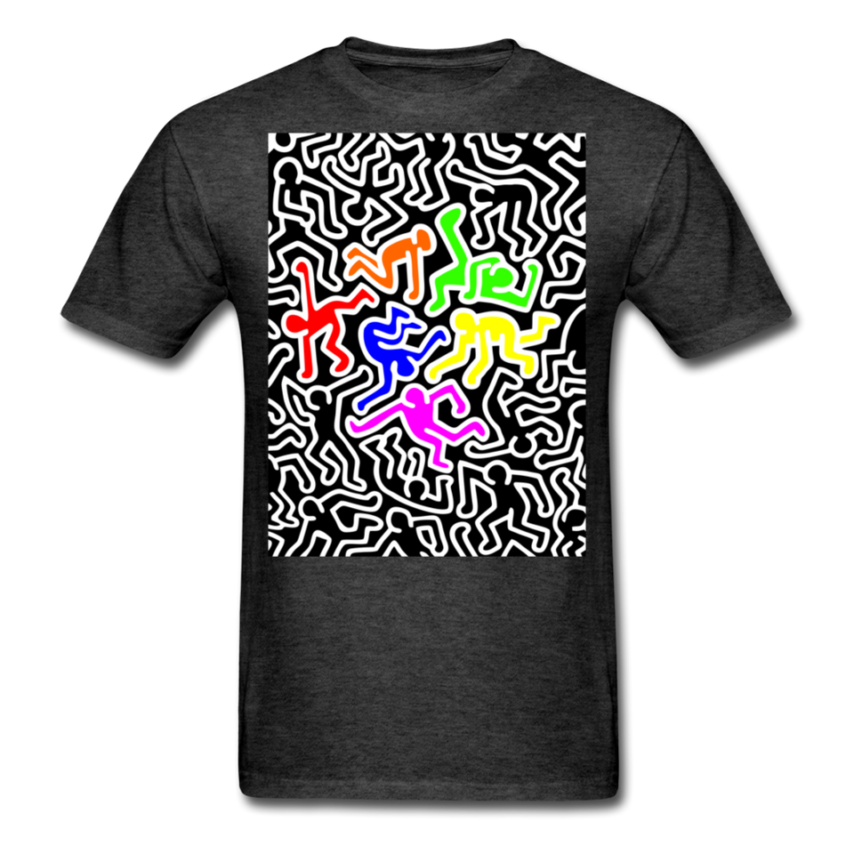 Keith Haring shirt Graphic Street Art T-Shirt Size S-6XL - heather black