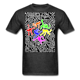 Keith Haring shirt Graphic Street Art T-Shirt Size S-6XL - heather black