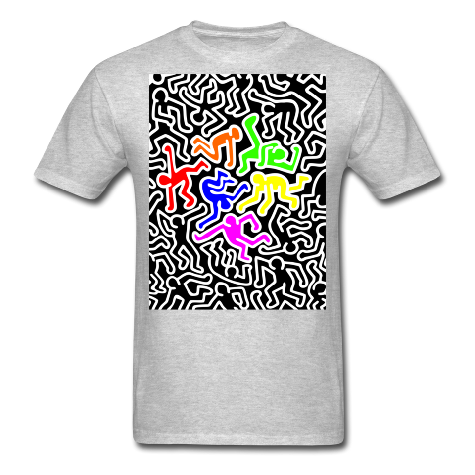 Keith Haring shirt Graphic Street Art T-Shirt Size S-6XL - heather gray