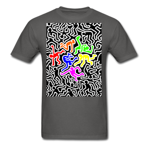 Keith Haring shirt Graphic Street Art T-Shirt Size S-6XL - charcoal