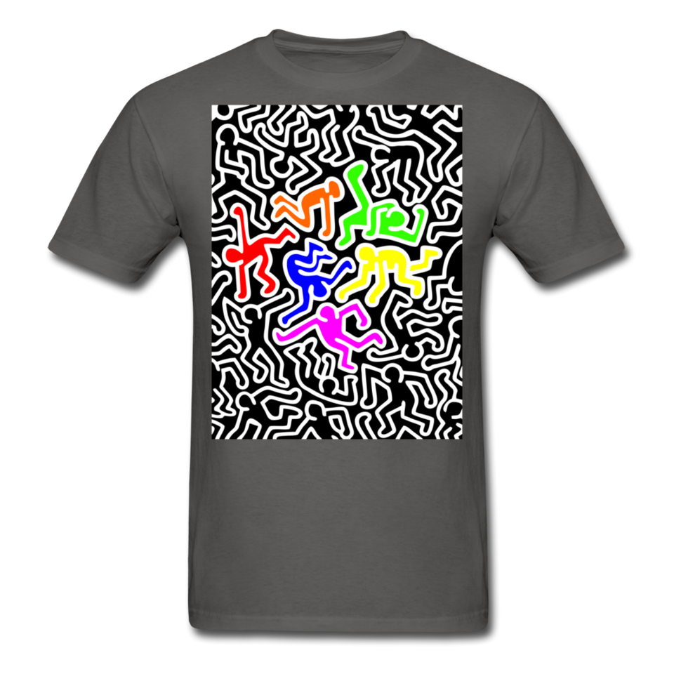 Keith Haring shirt Graphic Street Art T-Shirt Size S-6XL - charcoal