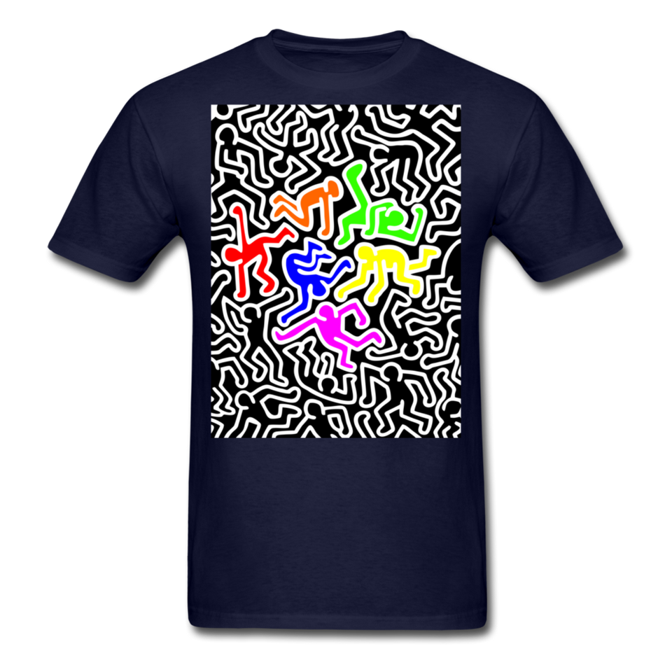 Keith Haring shirt Graphic Street Art T-Shirt Size S-6XL - navy