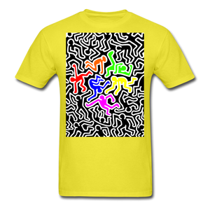 Keith Haring shirt Graphic Street Art T-Shirt Size S-6XL - yellow