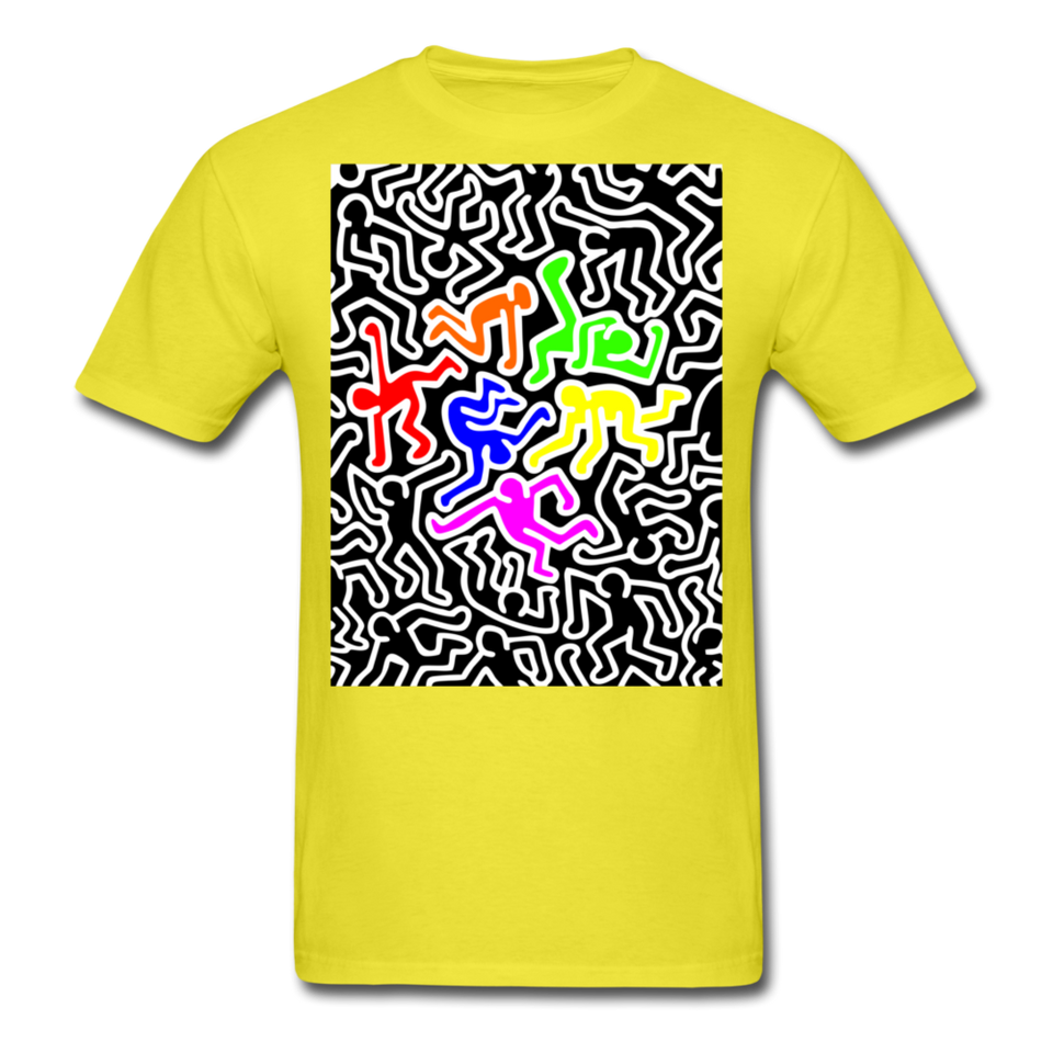 Keith Haring shirt Graphic Street Art T-Shirt Size S-6XL - yellow