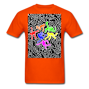 Keith Haring shirt Graphic Street Art T-Shirt Size S-6XL - orange