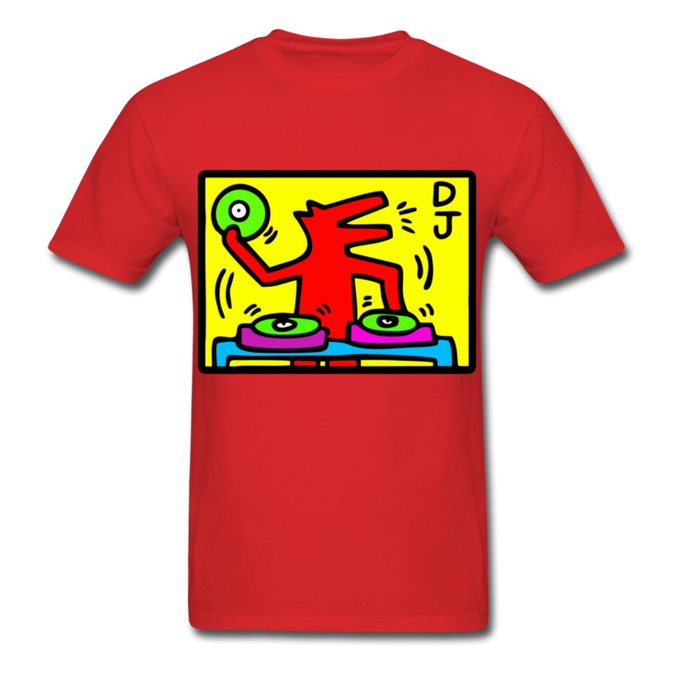 Keith Haring - DJ  1988  Talking Heads  Abstrait  Pop Art T-shirt respirant - red