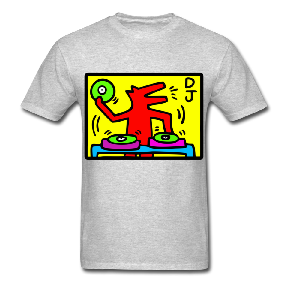 Keith Haring - DJ  1988  Talking Heads  Abstrait  Pop Art T-shirt respirant - heather gray