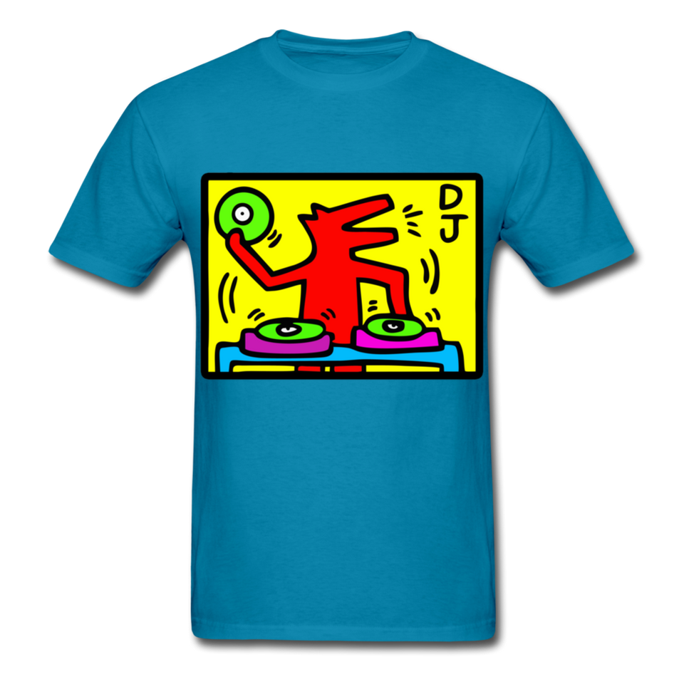 Keith Haring - DJ  1988  Talking Heads  Abstrait  Pop Art T-shirt respirant - turquoise
