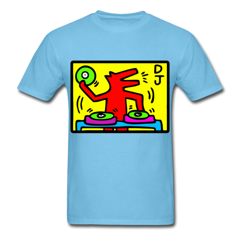 Keith Haring - DJ  1988  Talking Heads  Abstrait  Pop Art T-shirt respirant - aquatic blue