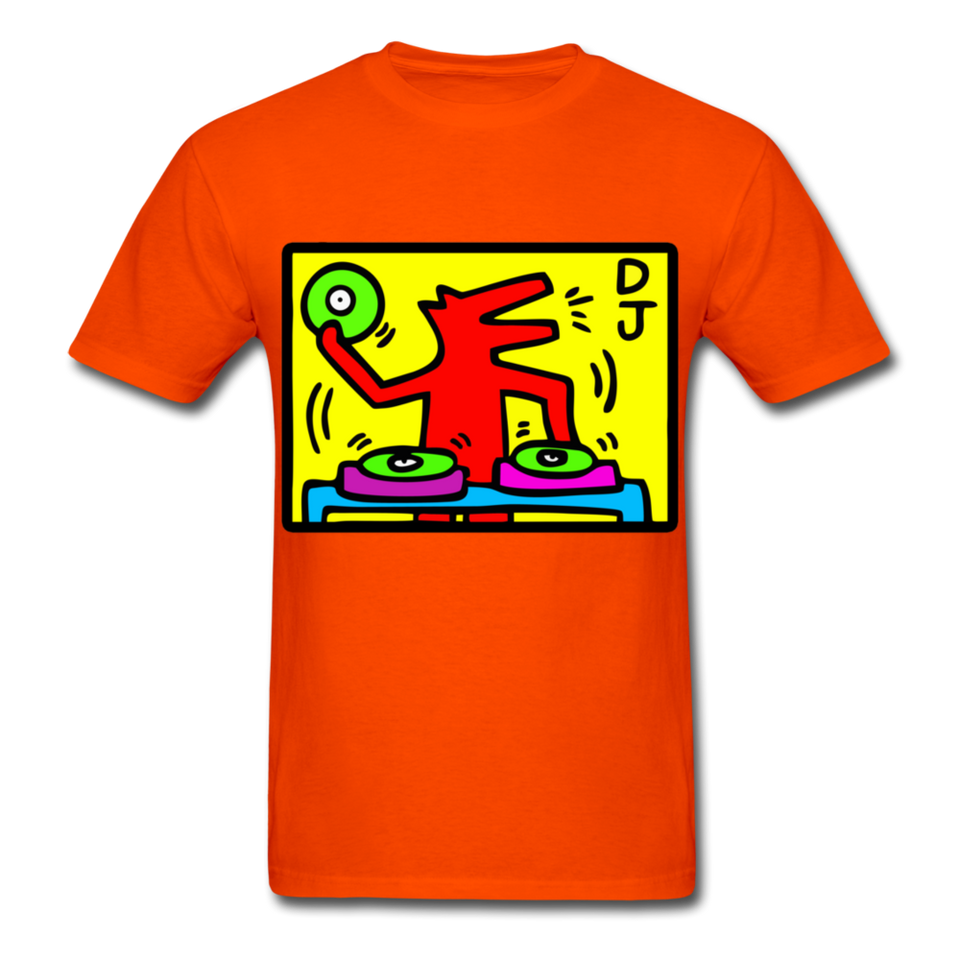 Keith Haring - DJ  1988  Talking Heads  Abstrait  Pop Art T-shirt respirant - orange