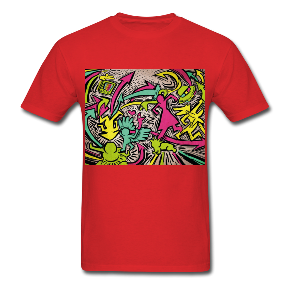 Keith Haring Tenue de chemise de rap, meilleure idée cadeau, Kicking It T-shirt - red
