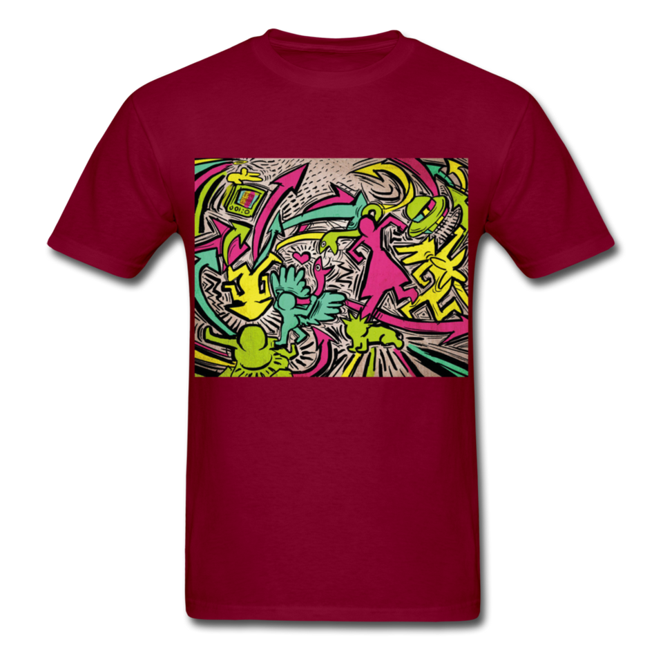 Keith Haring Tenue de chemise de rap, meilleure idée cadeau, Kicking It T-shirt - burgundy