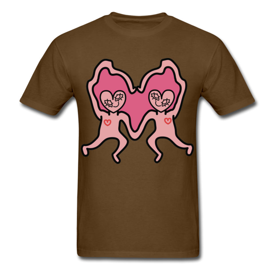 Keith Haring Shirt Les amoureux Graphic Street Art T-Shirt Size S-6XL - brown
