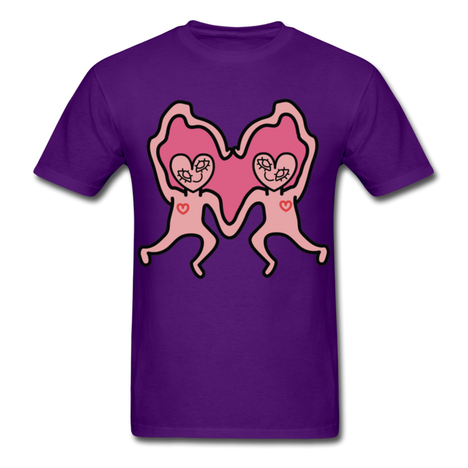 Keith Haring Shirt Les amoureux Graphic Street Art T-Shirt Size S-6XL - purple