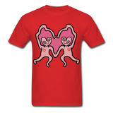 Keith Haring Shirt Les amoureux Graphic Street Art T-Shirt Size S-6XL - red