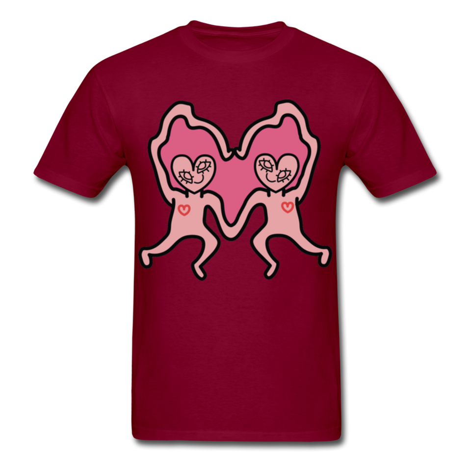 Keith Haring Shirt Les amoureux Graphic Street Art T-Shirt Size S-6XL - burgundy