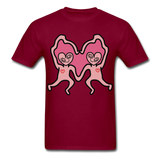 Keith Haring Shirt Les amoureux Graphic Street Art T-Shirt Size S-6XL - burgundy