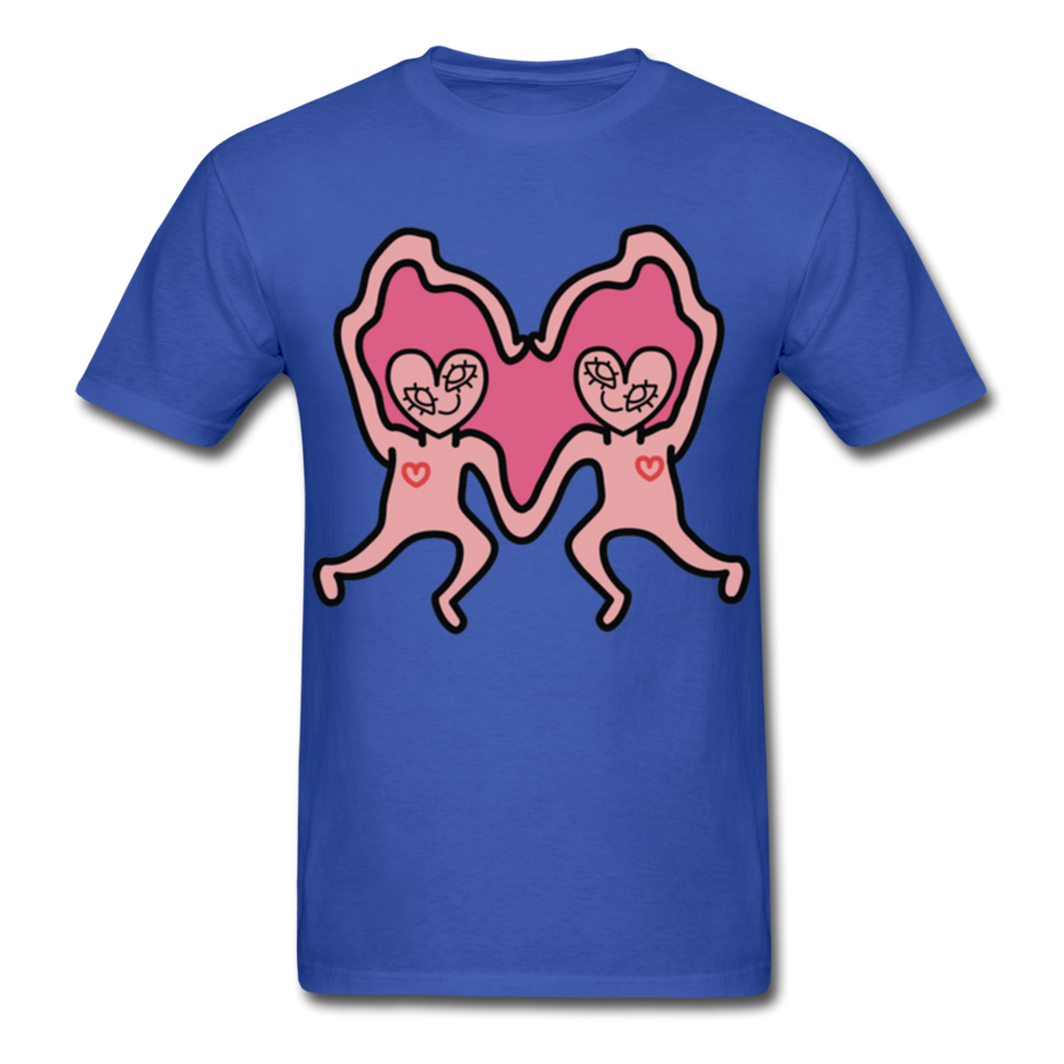 Keith Haring Shirt Les amoureux Graphic Street Art T-Shirt Size S-6XL - royal blue
