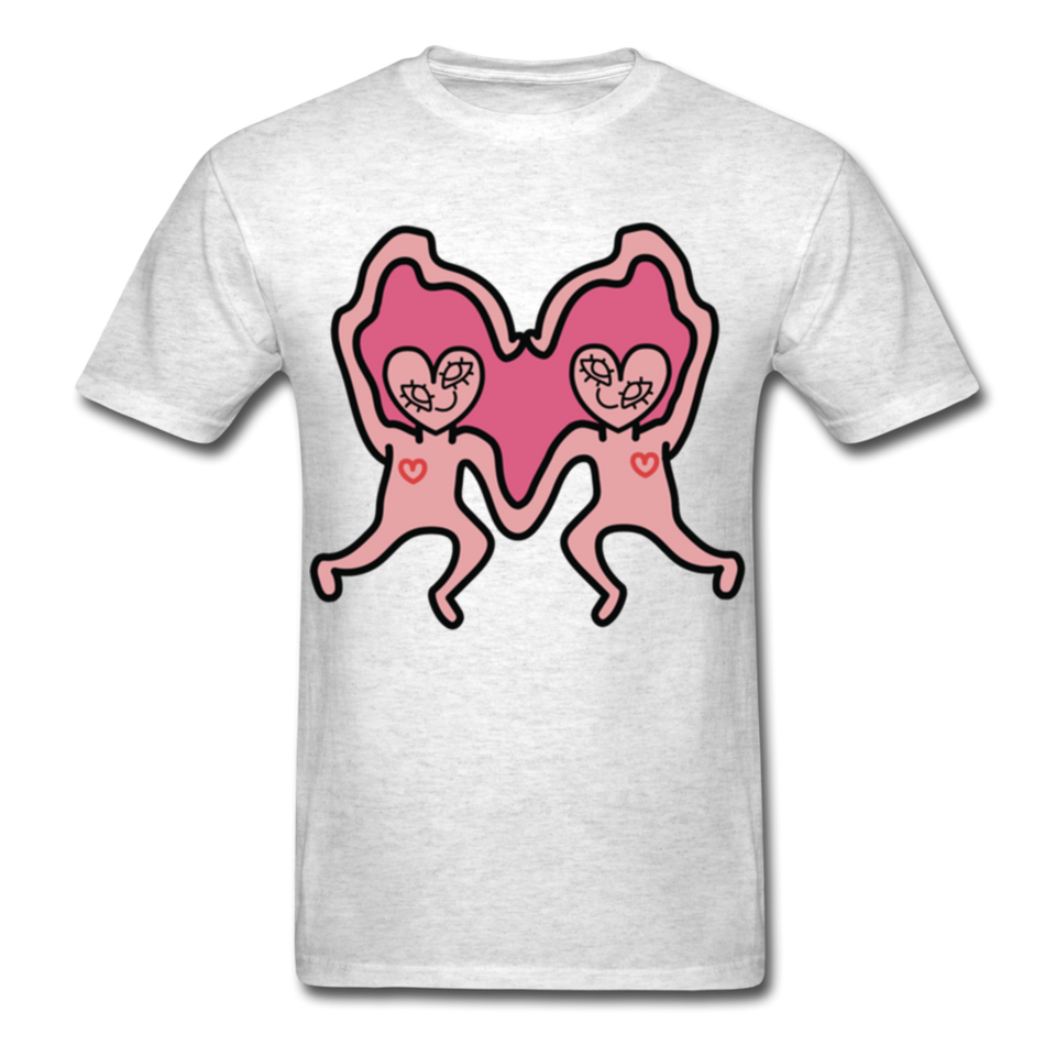 Keith Haring Shirt Les amoureux Graphic Street Art T-Shirt Size S-6XL - light heather gray