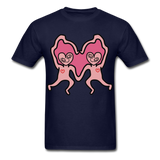Keith Haring Shirt Les amoureux Graphic Street Art T-Shirt Size S-6XL - navy