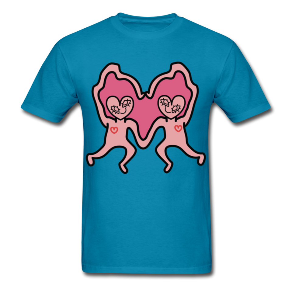 Keith Haring Shirt Les amoureux Graphic Street Art T-Shirt Size S-6XL - turquoise