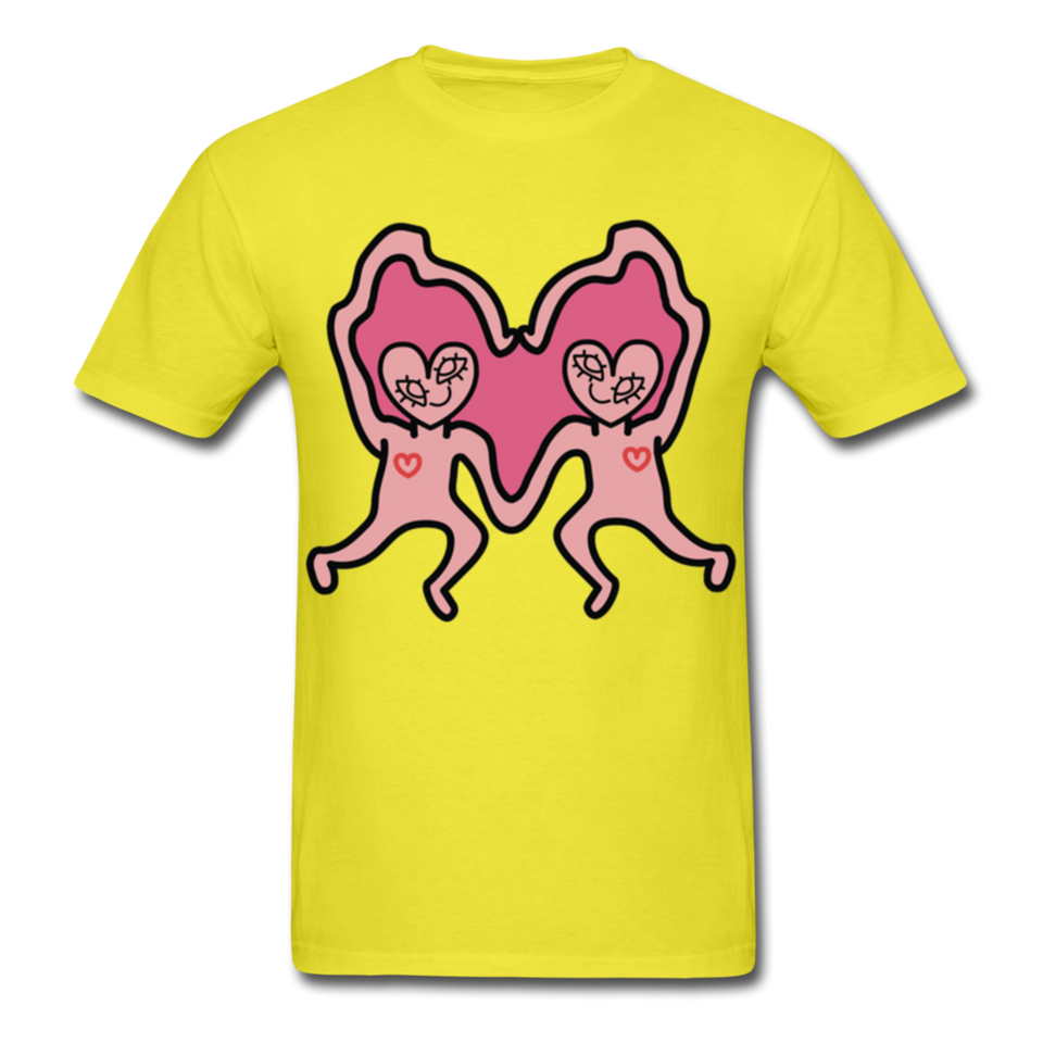Keith Haring Shirt Les amoureux Graphic Street Art T-Shirt Size S-6XL - yellow