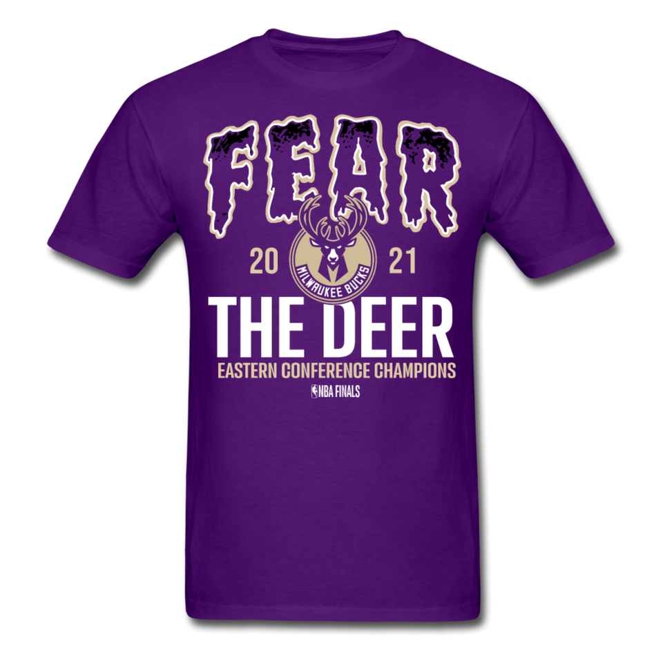 2021 Milwaukee Bucks Fear The Deer shirt Eastern Conference NBA Champions TShirt - purple