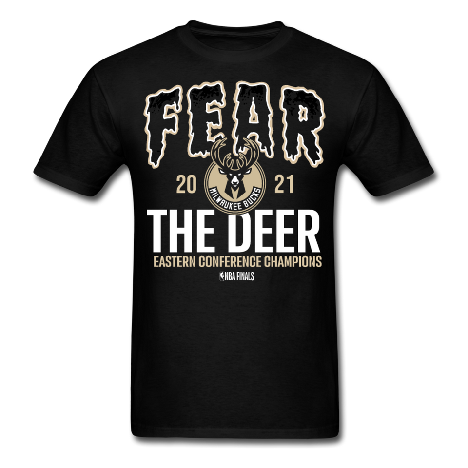 2021 Milwaukee Bucks Fear The Deer shirt Eastern Conference NBA Champions TShirt - black