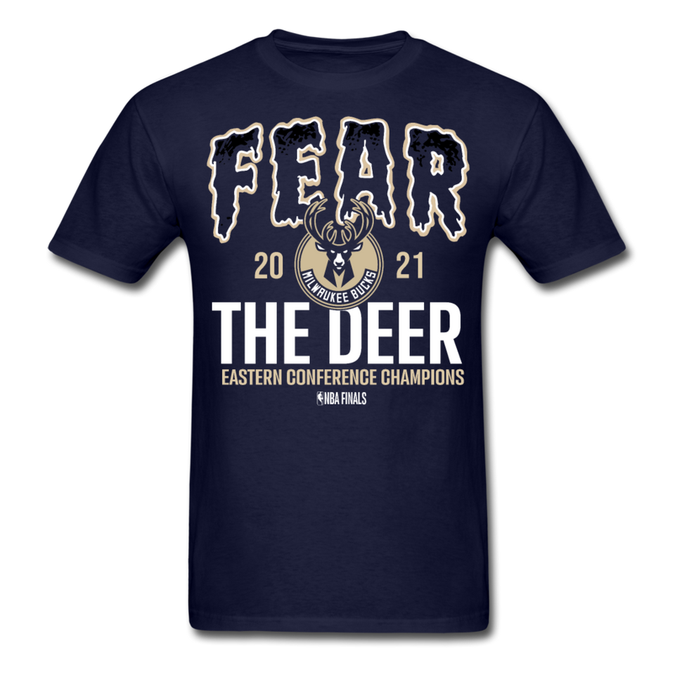 2021 Milwaukee Bucks Fear The Deer shirt Eastern Conference NBA Champions TShirt - navy