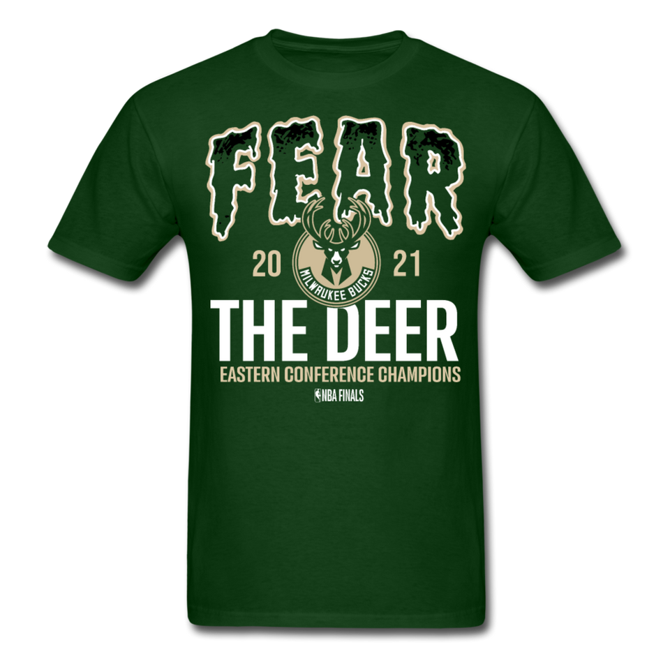 2021 Milwaukee Bucks Fear The Deer shirt Eastern Conference NBA Champions TShirt - forest green