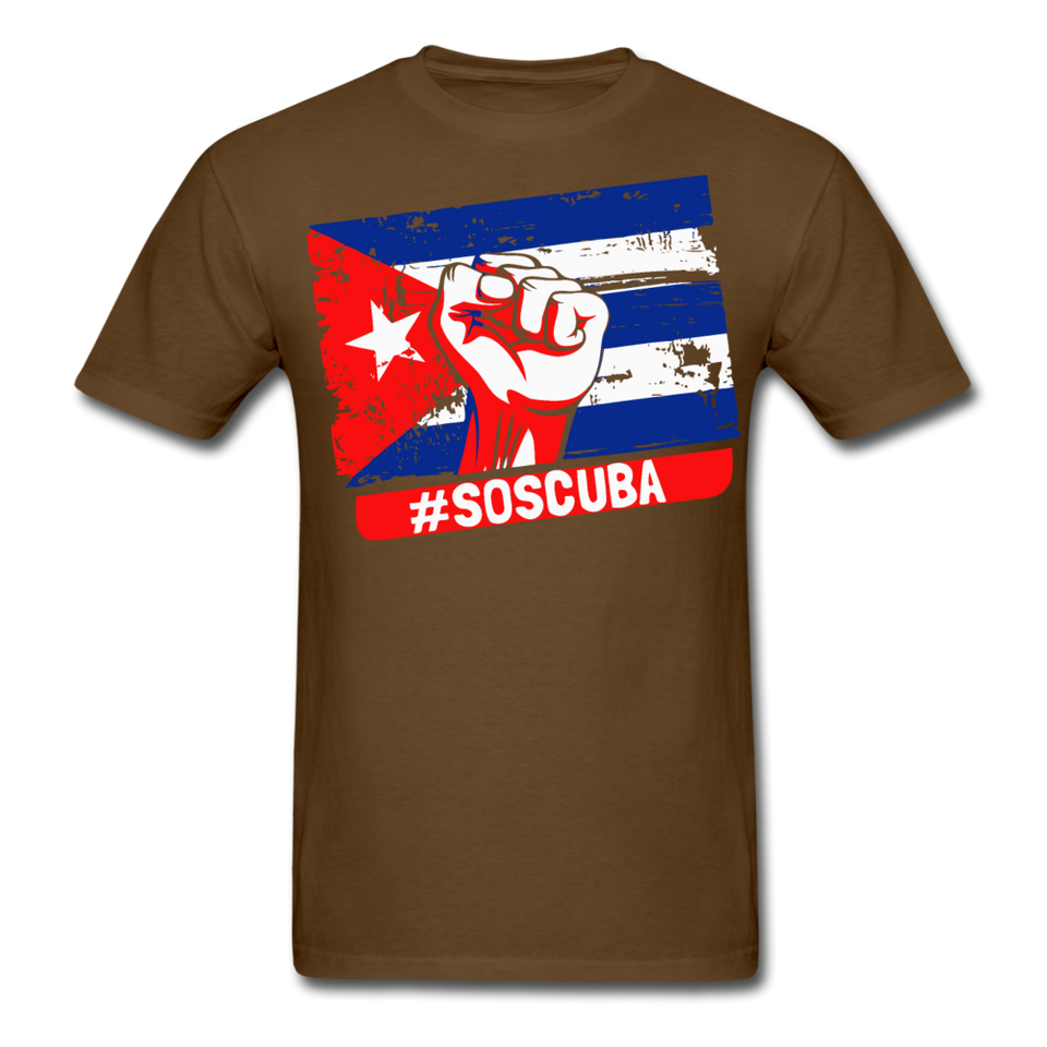 SOS Cuba T Shirt, Patria y Vida shirt Viva Cuba Libre Flag T-Shirt size S-6XL - brown