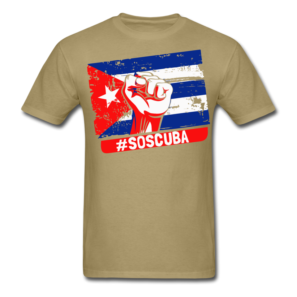 SOS Cuba T Shirt, Patria y Vida shirt Viva Cuba Libre Flag T-Shirt size S-6XL - khaki