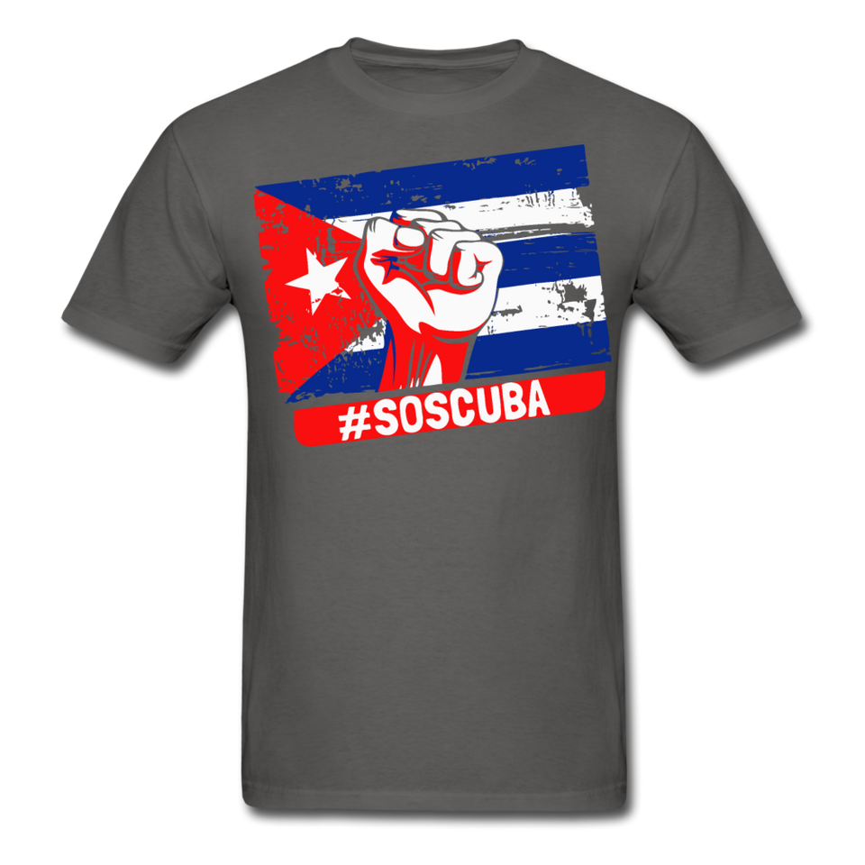 SOS Cuba T Shirt, Patria y Vida shirt Viva Cuba Libre Flag T-Shirt size S-6XL - charcoal